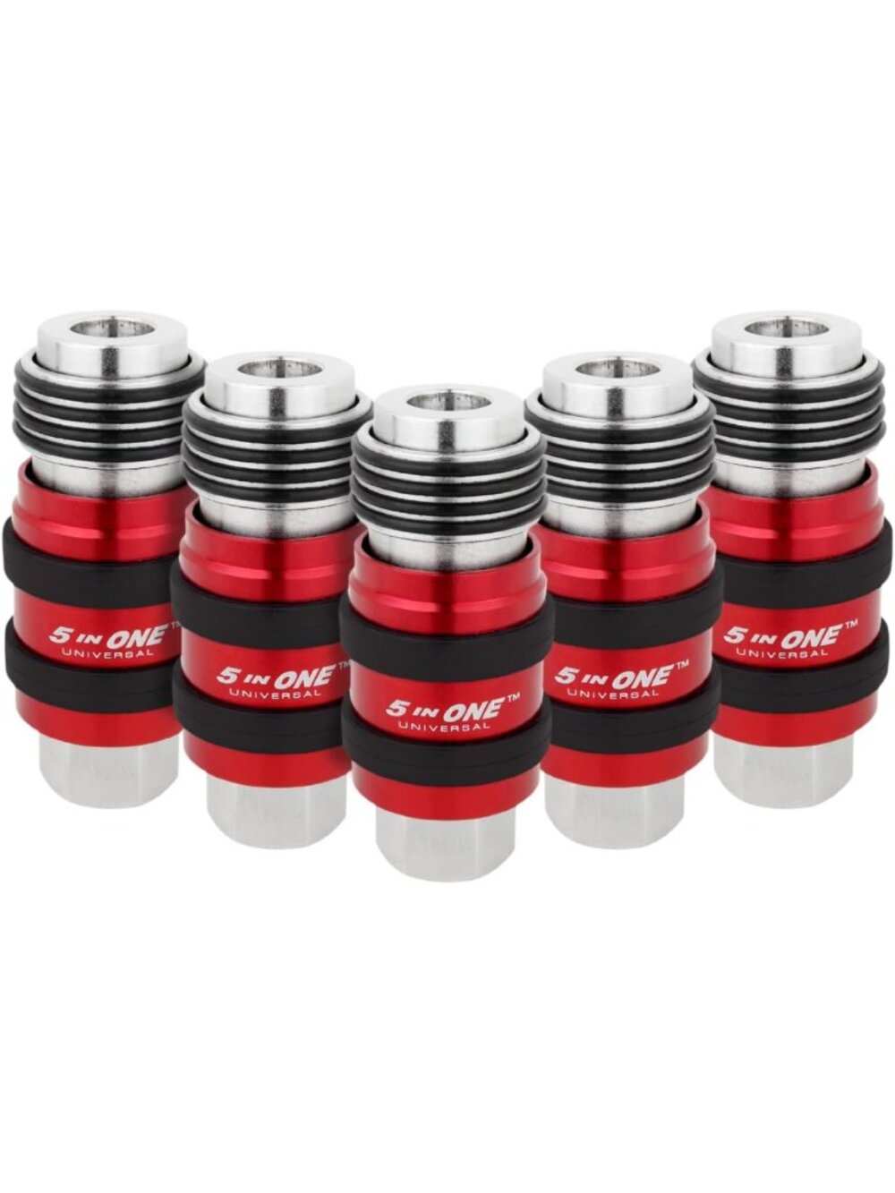 Safety Exhaust Coupler 1/4" Body & FNPT - Pack of 5, Durable & Reliable Red
